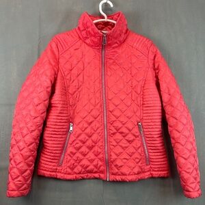 Marc New York Andrew Marc Womens Quilted Puffer Jacket Sz Medium Coral